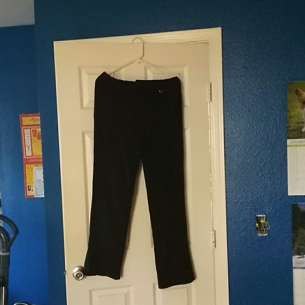 Larry Levine Stripe Black Pant Sz 8